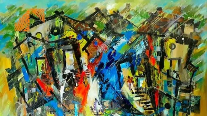 Tranh trừu tượng với nhiều chiều kích.