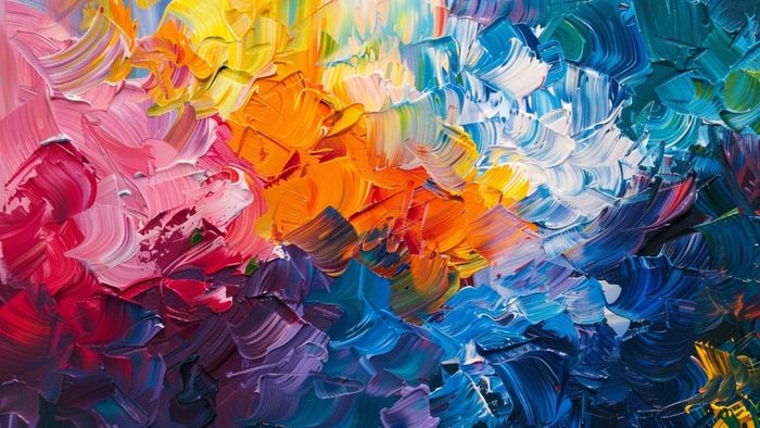 Tranh trừu tượng mang nét bay bổng, tự do.