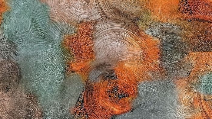 Tranh trừu tượng với nét dữ dội, mạnh mẽ.