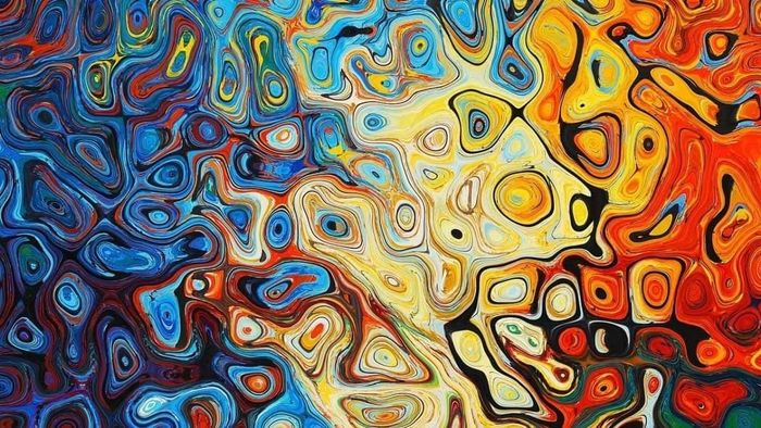 Tranh trừu tượng đầy yếu tố bất ngờ.