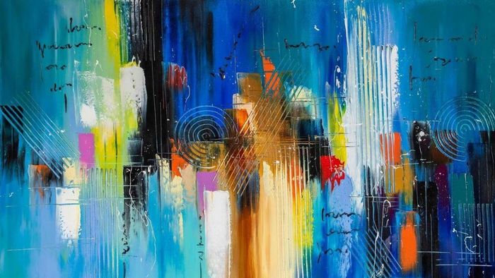 Tranh vẽ trừu tượng tỏa sáng lấp lánh.