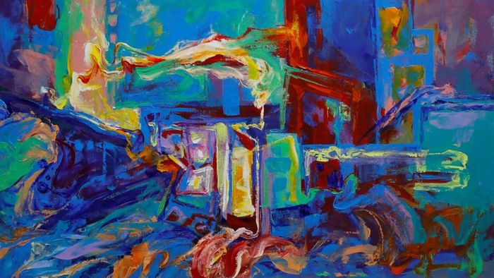 Tranh trừu tượng tỏa sáng rực rỡ.