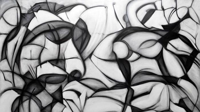 Tranh trừu tượng tràn đầy năng lượng sống.