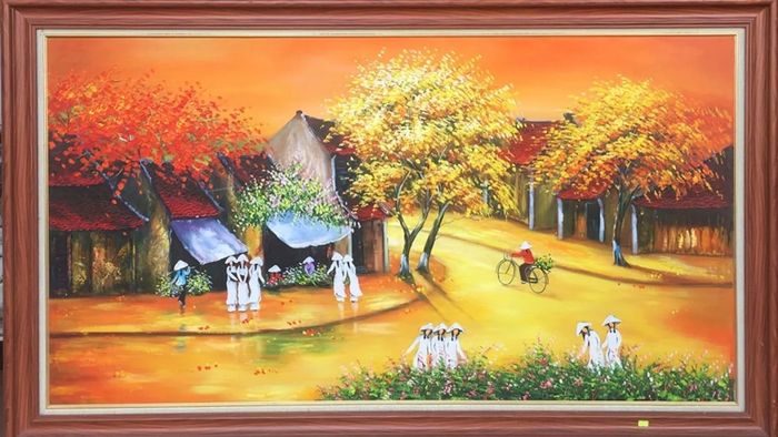 Tranh vẽ về Hà Nội thanh lịch, với vẻ đẹp mượt mà, tinh tế.