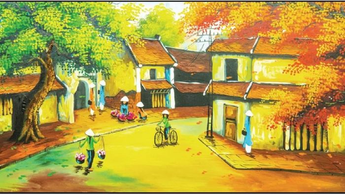 Tranh vẽ về Hà Nội mang vẻ đẹp sâu lắng, đầy cảm xúc.