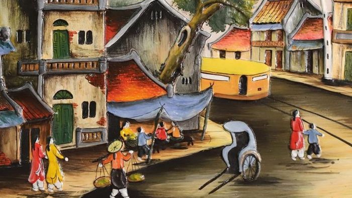 Tranh vẽ Hà Nội mang hơi thở thơ mộng.