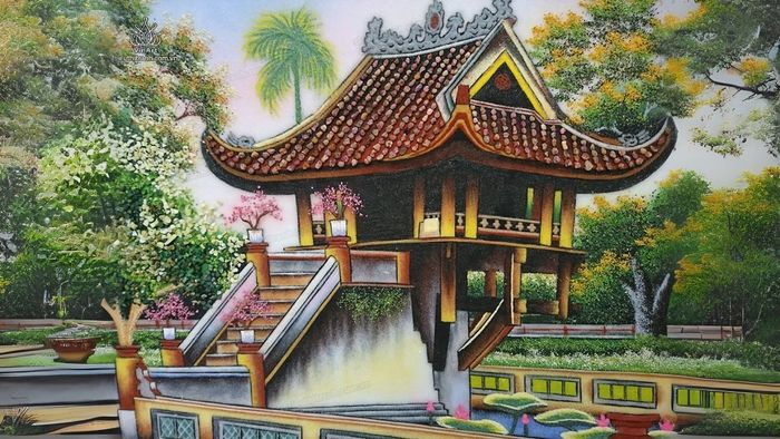 Tranh vẽ về Hà Nội trữ tình, như một bài thơ ngọt ngào.