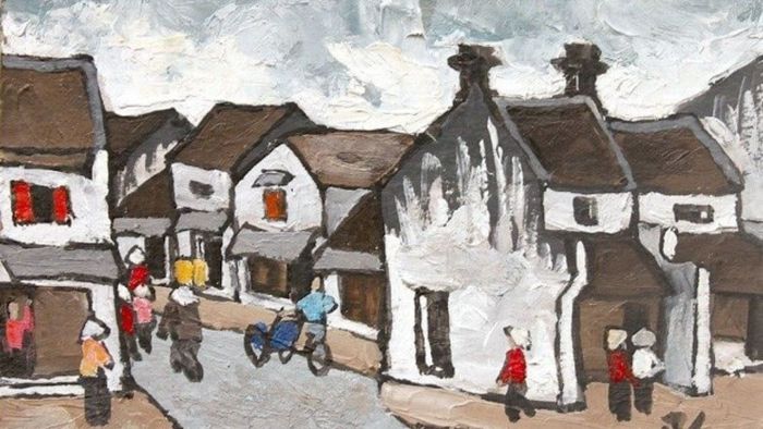 Tranh vẽ về Hà Nội với những sắc màu đa dạng, hòa quyện giữa cổ kính và hiện đại.