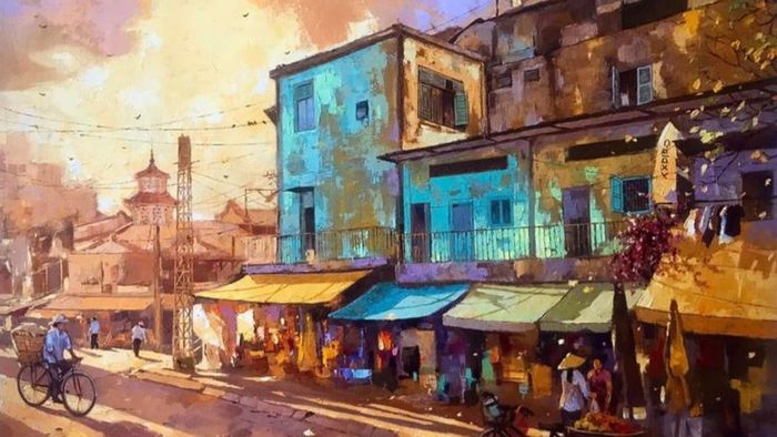 Tranh vẽ về Hà Nội dịu dàng và sâu lắng.