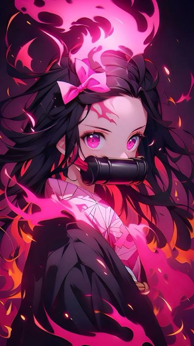 Hình nền Nezuko rực rỡ, đầy sắc màu tươi sáng
