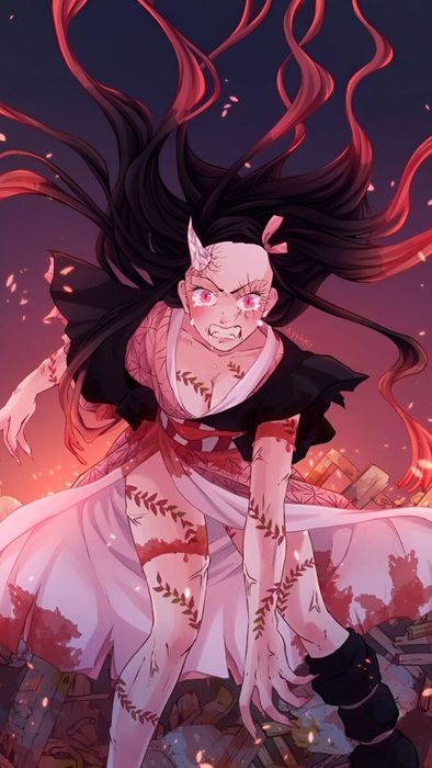 Hình nền Nezuko gây ấn tượng mạnh mẽ với vẻ đẹp nổi bật