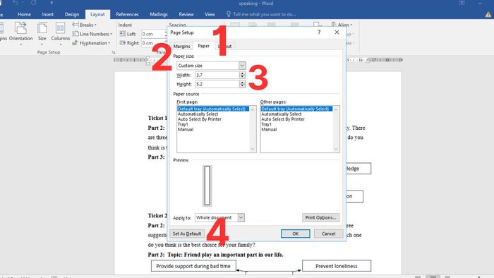 Hướng dẫn cách đặt kích thước A9 làm mặc định