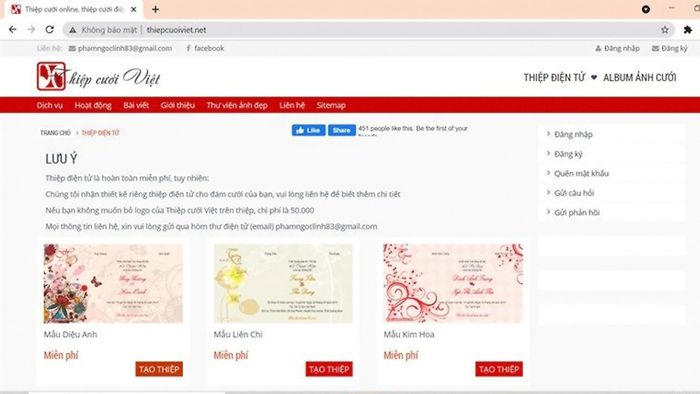 Tạo thiệp cưới online sang trọng.
