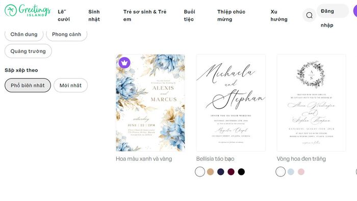 Tạo thiệp cưới online đơn giản.