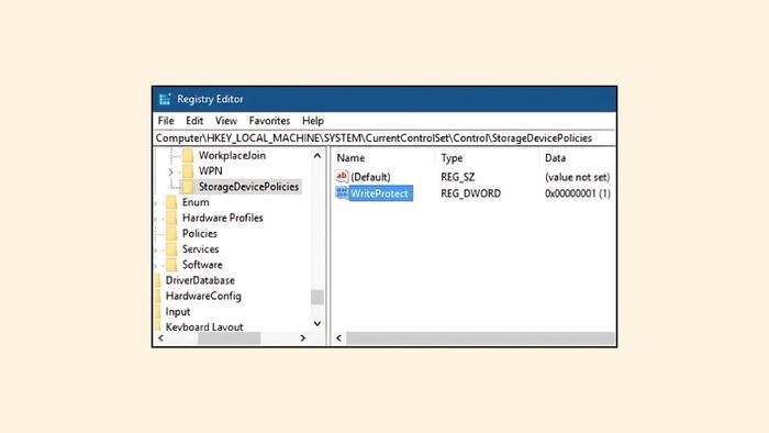 Can thiệp Registry khi gặp lỗi the disk is protected bước 2