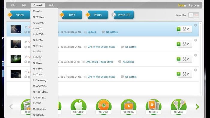 Phần mềm chuyển đổi định dạng video Freemake Video Converter