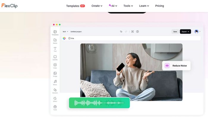 Phần mềm lọc tạp âm Flexclip.com