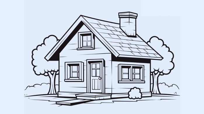 Tranh vẽ ngôi nhà ước mơ thanh bình, mang lại cảm giác yên tĩnh và thư giãn.