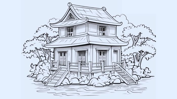 Tranh vẽ ngôi nhà ước mơ gần gũi, thân thiện như một tổ ấm yêu thương.