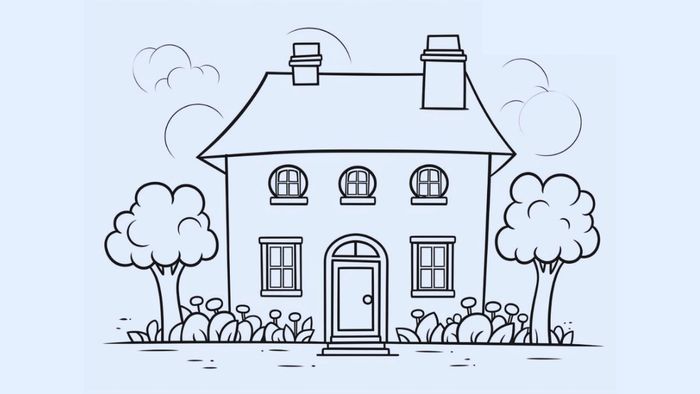 Tranh vẽ ngôi nhà ước mơ thân thiện, tạo cảm giác gần gũi và dễ chịu cho mọi người.
