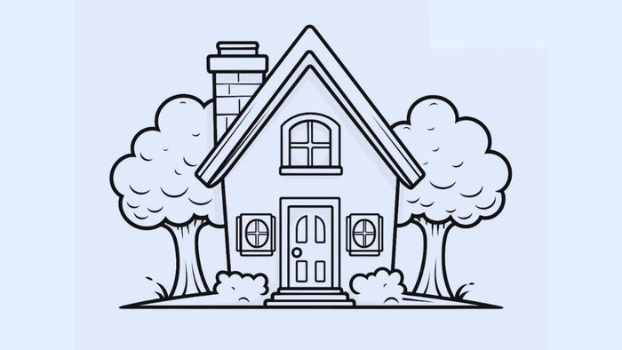 Tranh vẽ ngôi nhà ước mơ quyến rũ, với vẻ đẹp thu hút và lôi cuốn ánh nhìn.