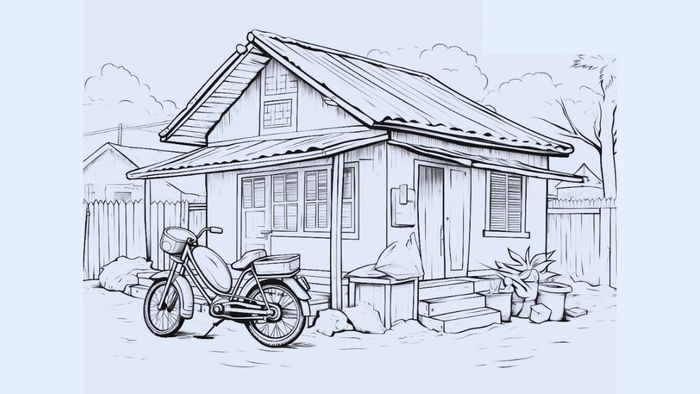 Tranh vẽ ngôi nhà ước mơ huyền bí, mang đến một không gian đầy sự kỳ diệu và khám phá.