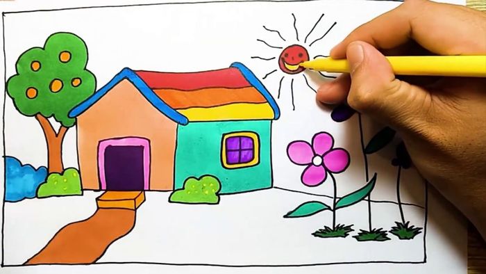 Những điều cần nhớ khi vẽ tranh ngôi nhà ước mơ của em