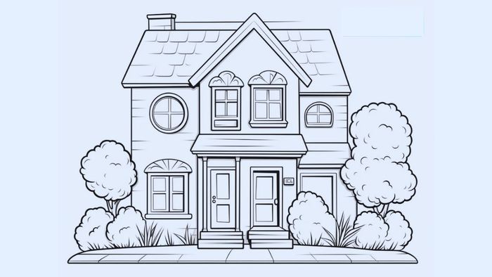 Bức tranh vẽ ngôi nhà mơ ước thật xinh đẹp, tỏa sáng giữa không gian đầy ấm áp và lôi cuốn.