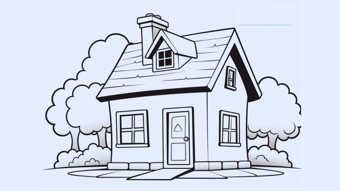 Tranh vẽ ngôi nhà ước mơ mang vẻ đẹp thơ mộng, như một câu chuyện cổ tích giữa thực tế.