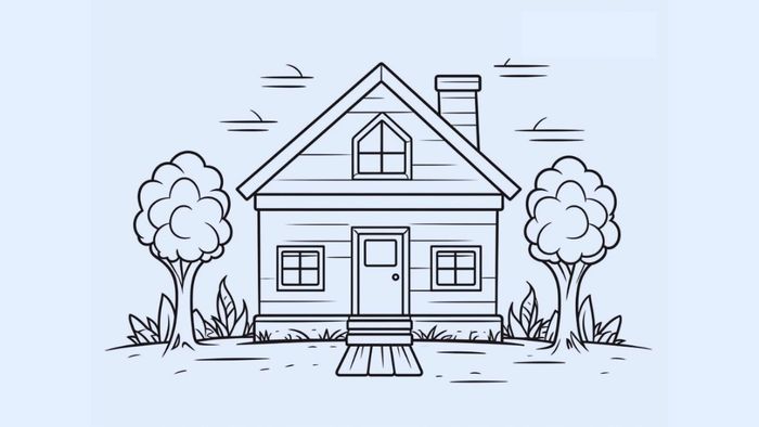 Tranh vẽ ngôi nhà ước mơ rực rỡ, ánh lên màu sắc sống động và tươi vui.