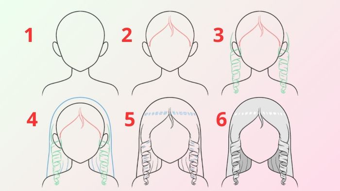 Vẽ tóc anime nữ mềm mại, tựa như gió.