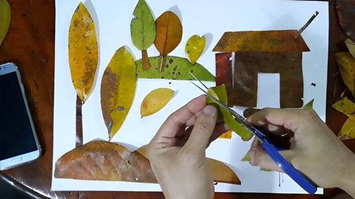 Vẽ tranh bằng lá cây sáng tạo và độc đáo