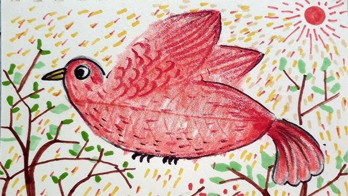 Vẽ tranh bằng lá cây sáng bóng và lung linh