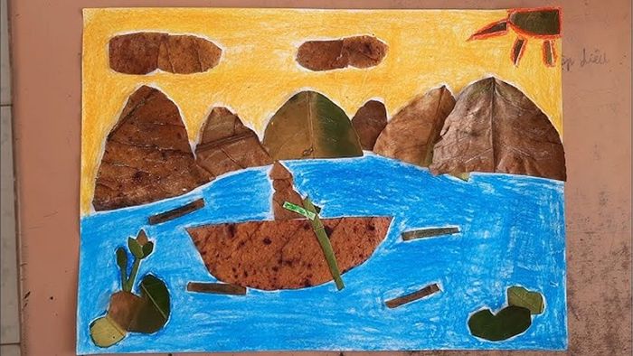 Vẽ tranh từ lá cây với phong cách cổ điển, trang nhã