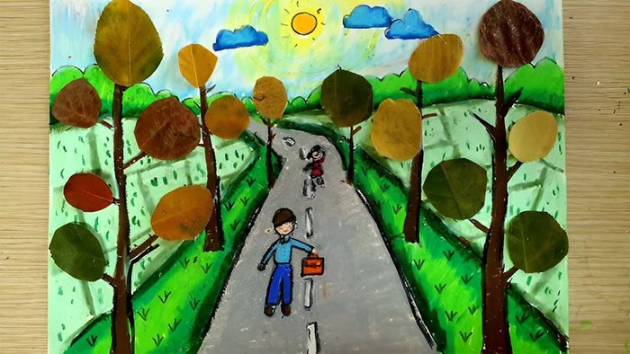 Vẽ tranh từ lá cây theo phong cách phá cách