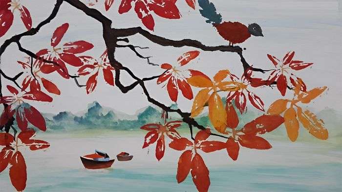 Vẽ tranh bằng lá cây sạch sẽ và đẹp đẽ