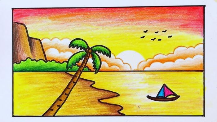 Hướng dẫn cách vẽ tranh hoàng hôn