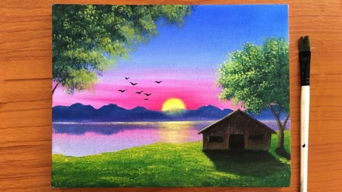 Vẽ tranh hoàng hôn đậm nét cá tính.