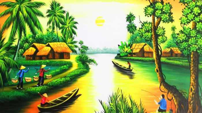 Vẽ tranh hoàng hôn ngọt ngào, lãng mạn.