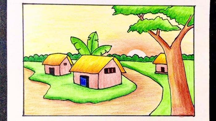 Vẽ tranh hoàng hôn đầy chất trữ tình.