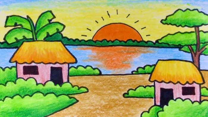 Vẽ tranh hoàng hôn mang vẻ gợi cảm cuốn hút.
