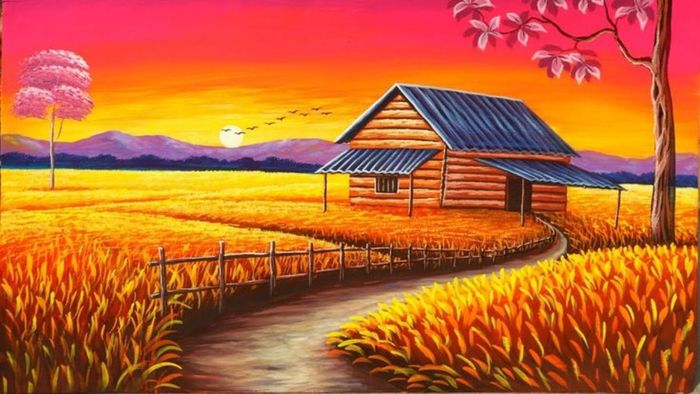 Vẽ tranh hoàng hôn mang tính nghệ thuật độc đáo.