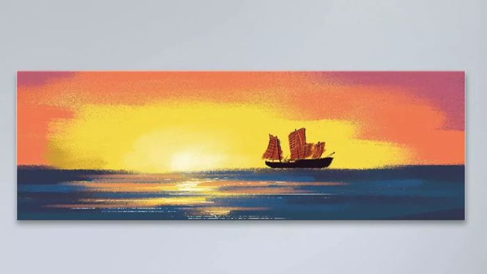 Vẽ tranh hoàng hôn nhẹ nhàng, tinh tế.
