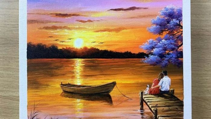 Vẽ tranh hoàng hôn đầy mơ mộng.