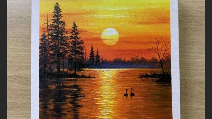 Vẽ tranh hoàng hôn buồn man mác sâu lắng.