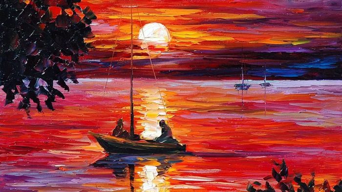 Vẽ tranh hoàng hôn ấm áp và ngọt ngào.