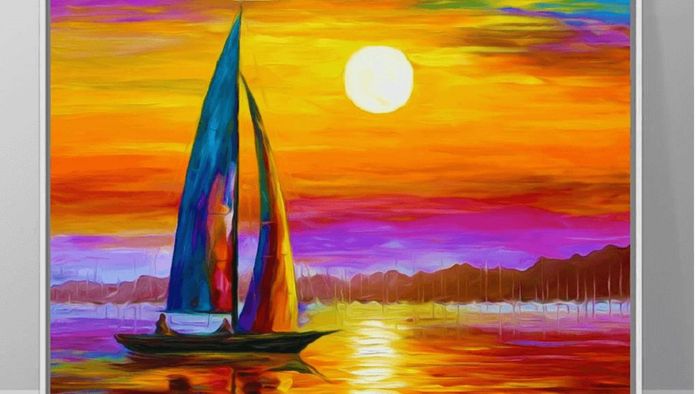 Vẽ tranh hoàng hôn rực rỡ lung linh sắc màu.