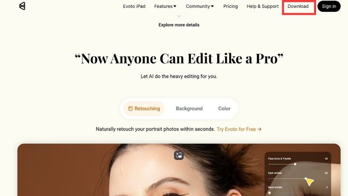 Hướng dẫn tải Evoto AI – Bước 1