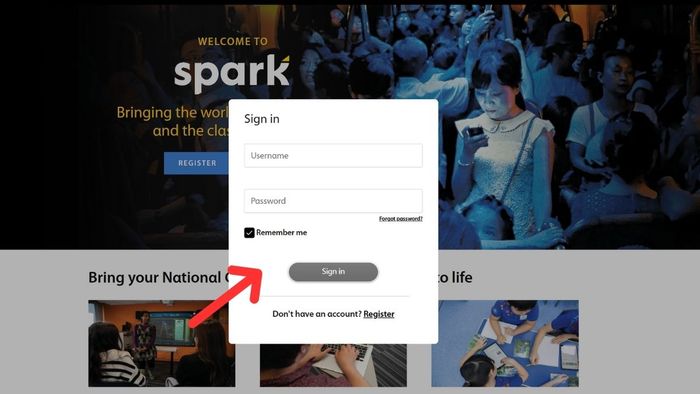 thực hiện đăng nhập Spark online dành cho học sinh - bước thứ hai