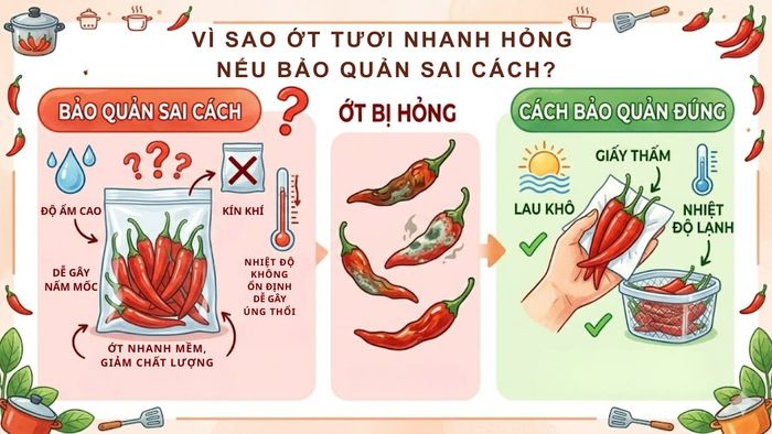mẹo bảo quản ớt tươi trong tủ lạnh